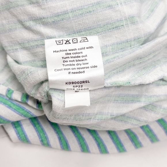 DRAPER JAMES RSVP Women’s Blue White Stripe Button Up Linen Blend Bodysuit XL - Picture 8 of 8